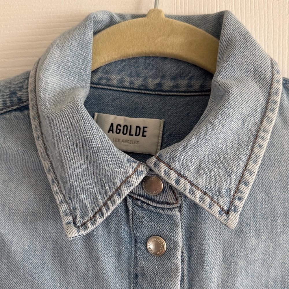 Agolde Light Blue Denim Shirt - Picture 2 of 3